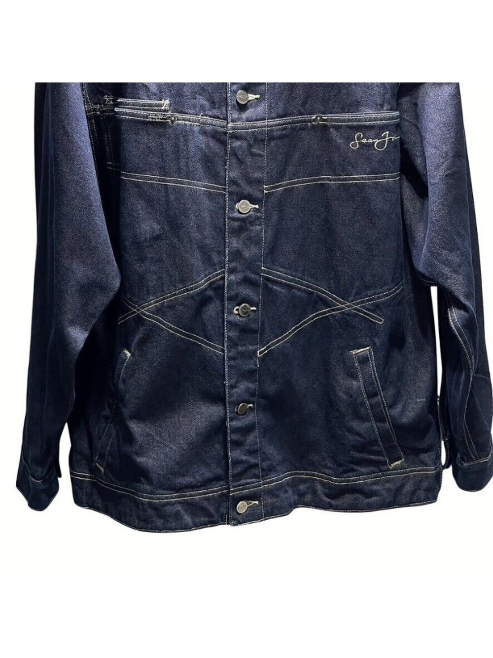 Vintage Sean John Mens XXL Denim Jacket Dark Blue - Picture 7 of 11